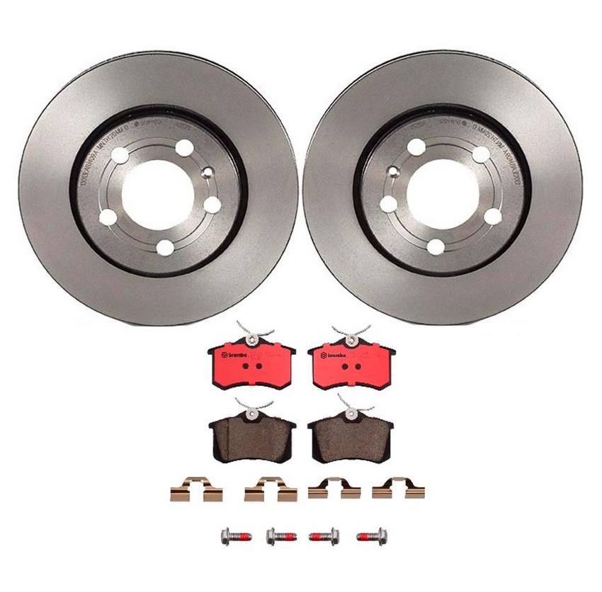 Audi VW Brakes Kit - Pads and Rotors Rear (256mm) (Ceramic) 8N0615601B - Brembo 1541274KIT